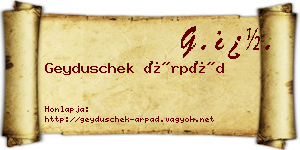 Geyduschek Árpád névjegykártya